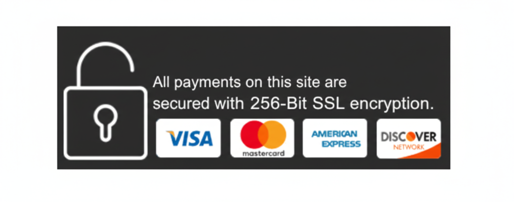 Secure Payments with 256-Bit SSL Encryption - Visa, Mastercard, Amex